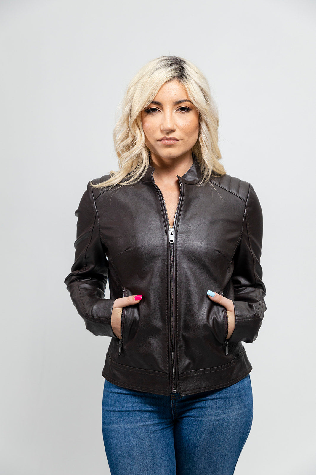 Beverly Women's Perforated Faux Leather Scooter Jacket